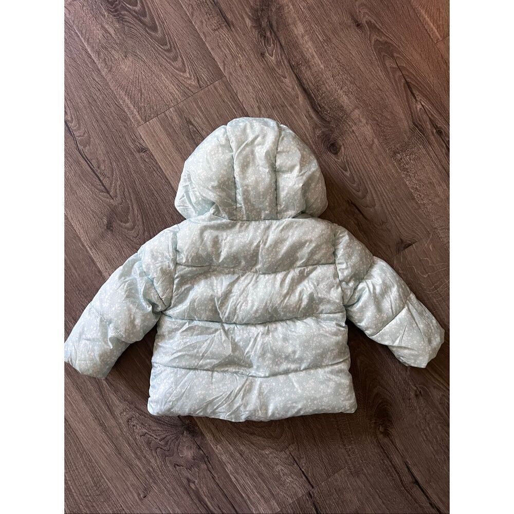 MNG Baby Girl Size 18 -24 Month Blue White Floral Snow Ski Rain Jacket - Picture 2 of 6